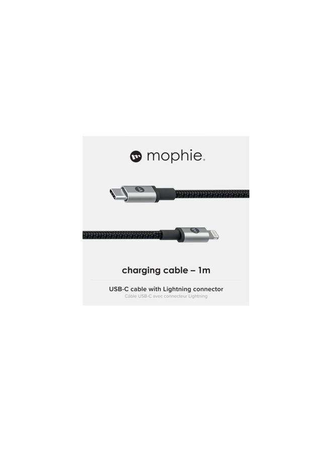 Braided USB C To Lightning Data Sync Charging Cable Black