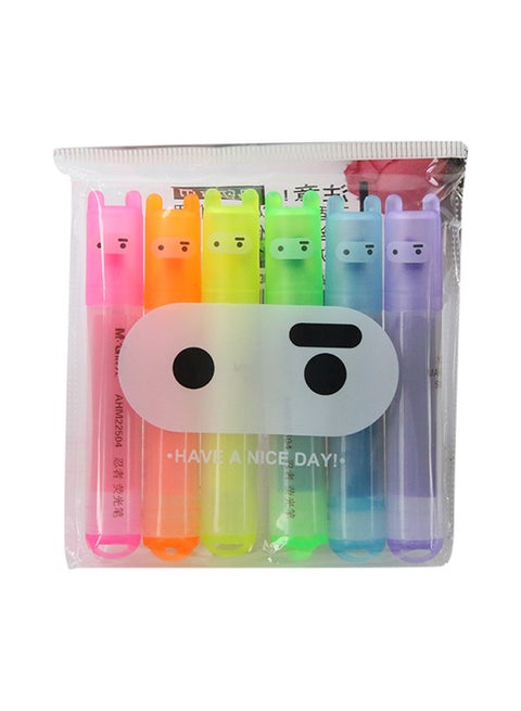 6-Piece Creative Cartoon Cute Rabbit Mini Fluorescent Pen Set Multicolour