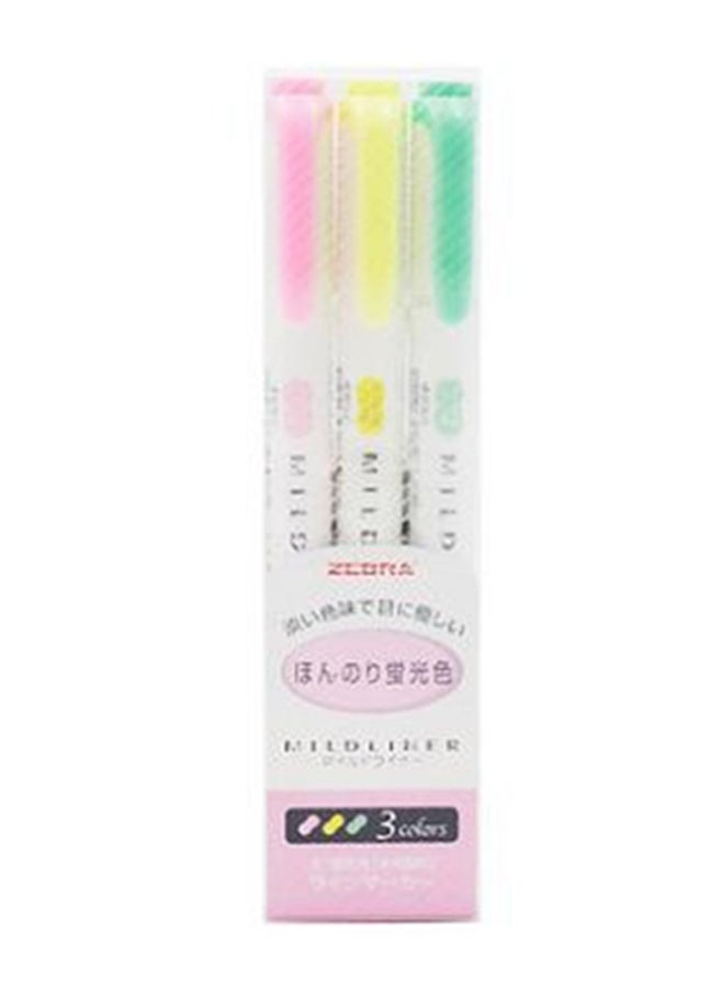 ZEBRA 3-Piece Mild Liner Highlighter Pen Set Multicolour 
