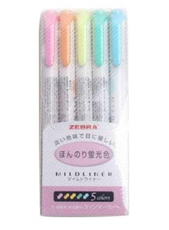 ZEBRA 5-Piece Mild Liner Double Headed Highlighter Pen Set Multicolour 