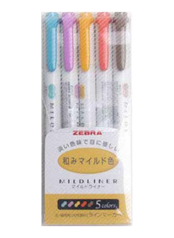 ZEBRA 5-Piece Mild Liner Double Headed Highlighter Pen Set Multicolour 