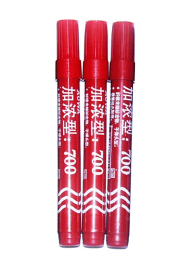 3-Piece Permanent Paint Marker Pen Set Red