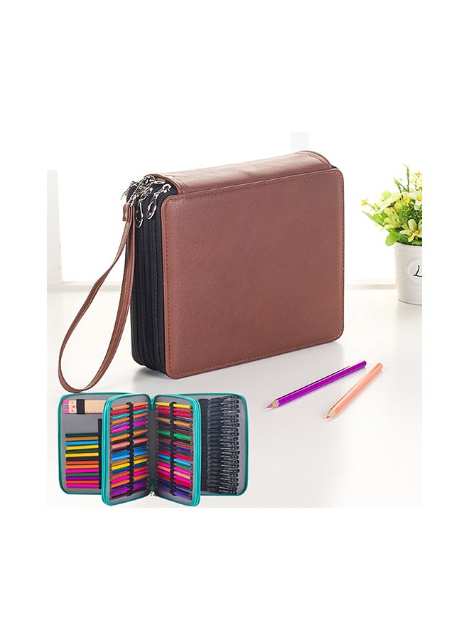 Generic 124 Slots Watercolor Pencil Case Brown 