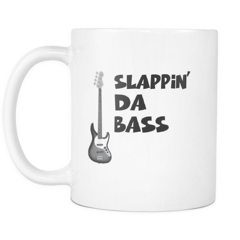 مج قهوة بطبعة عبارة "Slappin Da Bass" أبيض/ أسود