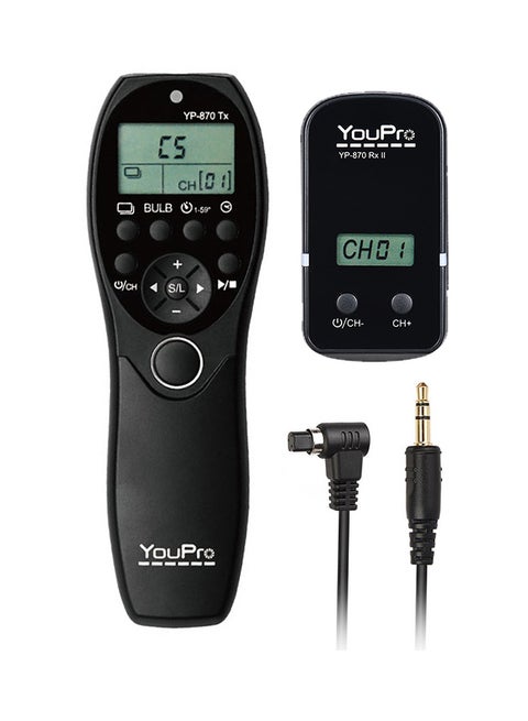 YP-870 N3 2.4G Wireless Remote Control LCD Timer Shutter Release Transmitter Receiver 32 Channels For Canon DSLR Cameras Black