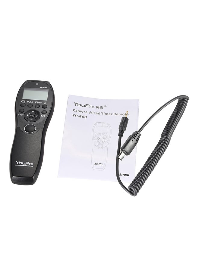 YouPro - YP-880 S2 Wired Remote Control LCD Timer Display Shutter Release For Sony DSLR Cameras Black - Image 1