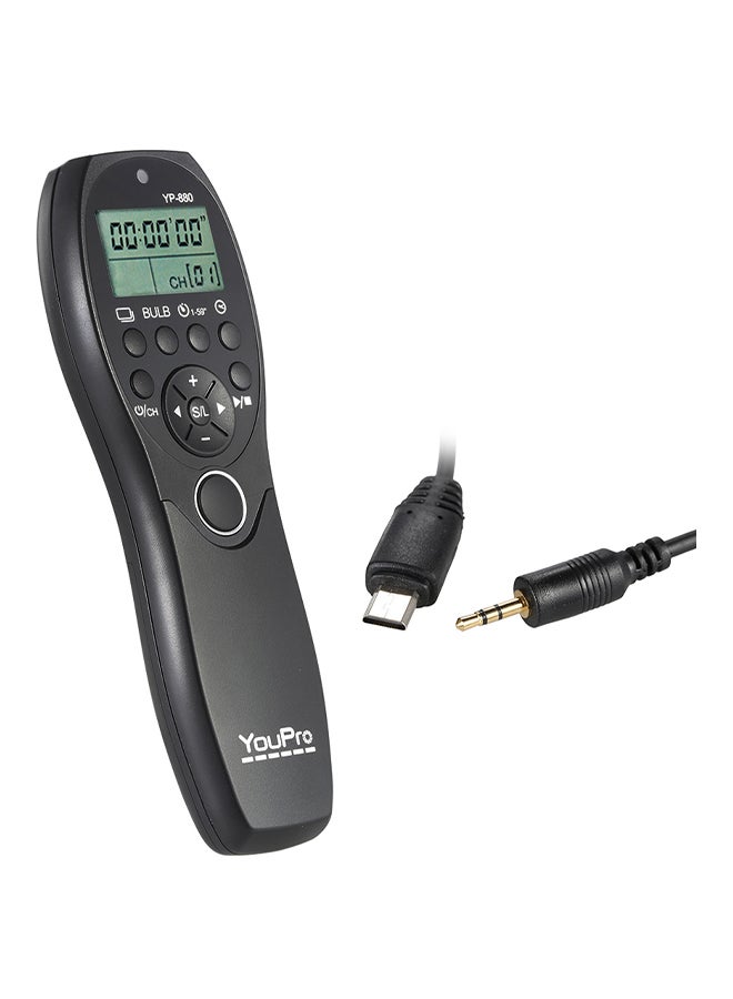 YouPro - YP-880 S2 Wired Remote Control LCD Timer Display Shutter Release For Sony DSLR Cameras Black - Image 1