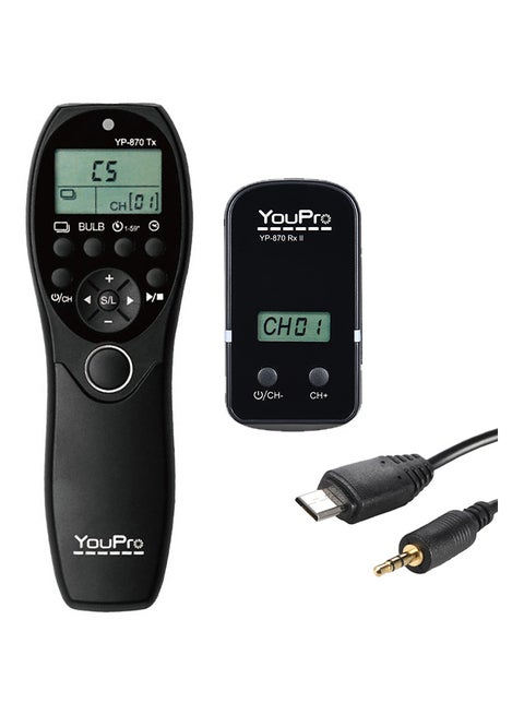 YP-870 S2 2.4G Wireless Remote Control LCD Timer Shutter Release Transmitter Receiver 32 Channels For Sony DSLR Cameras Black