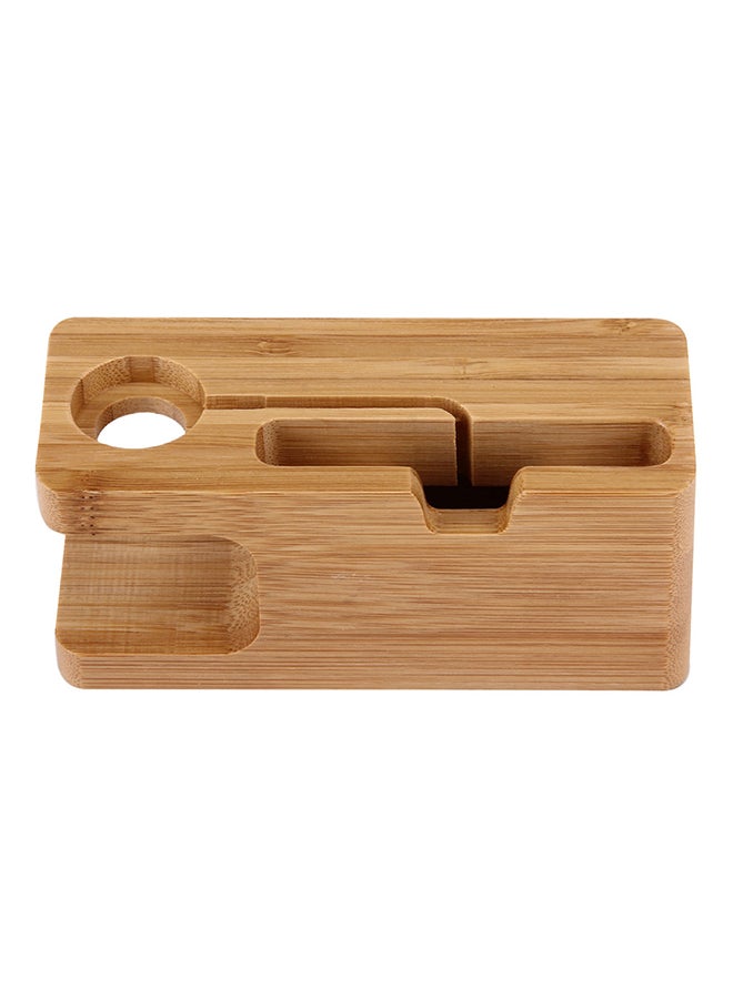 Bamboo Wooden Charger Holder For Apple Watch And Apple iPhone Beige - Image 1