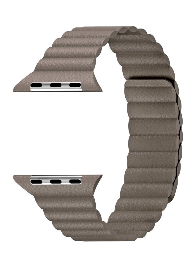 Leather Magnetic Loop Bracelet Strap Band For Apple Watch Series 4/ 3/ 2/ 1 Brown  - Image 1