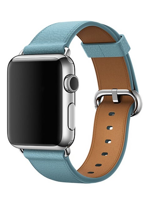 Classic Leather Wrist Strap Watch Band for Apple Watch Series 3/ 2/ 1 Blue