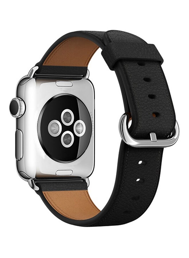 Classic Leather Wrist Strap Watch Band for Apple Watch Series 3/ 2/ 1 Black - Image 2