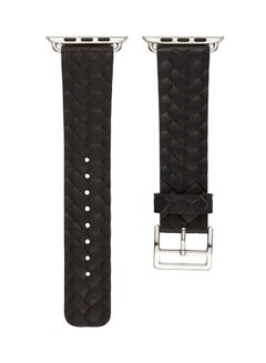 Cowhide Embossed Pattern Leather Watch Strap For Apple Watch Series 3/ 2/ 1 Black