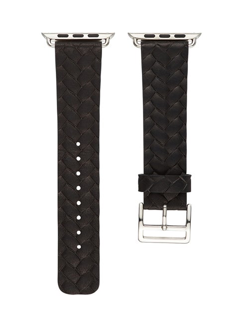 Cowhide Embossed Pattern Leather Watch Strap For Apple Watch Series 3/ 2/ 1 Black