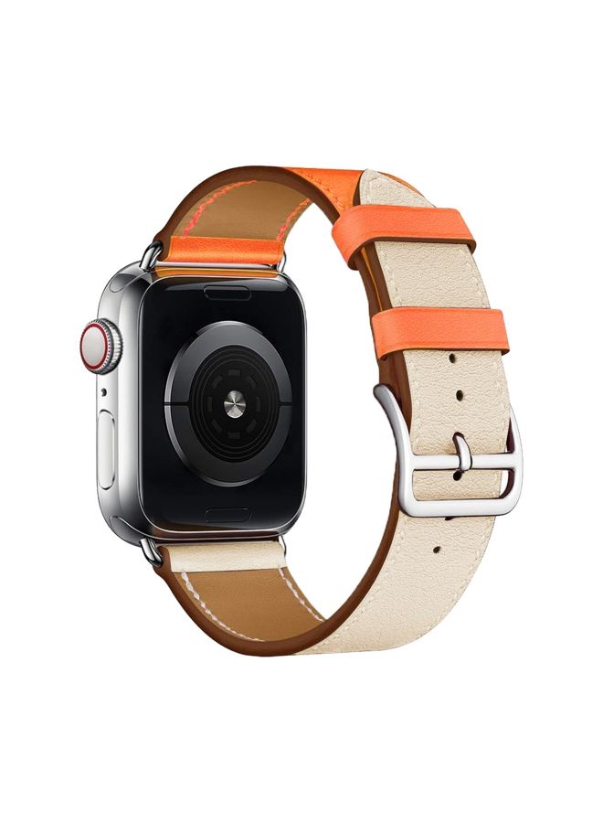 Replacement Band For Apple Watch Series 3/2/1 38 mm White/Orange - Image 2