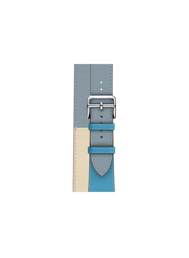 Generic - Double Loop Replacement Band For Apple Watch Series 1/2/3 42mm Blue/White - Image 1