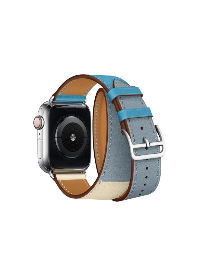 Generic - Double Loop Replacement Band For Apple Watch Series 1/2/3 42mm Blue/White - Image 1
