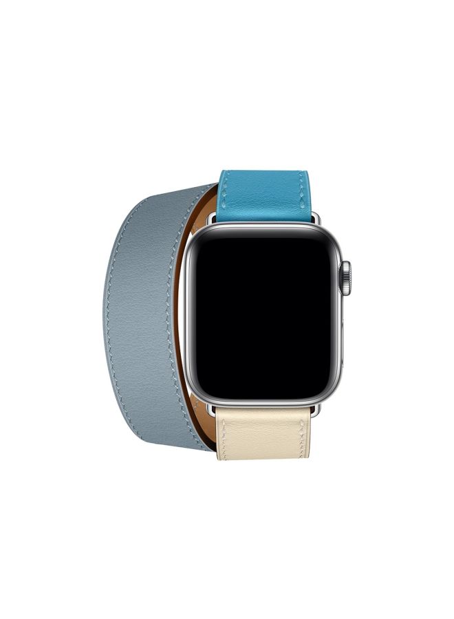 Generic - Double Loop Replacement Band For Apple Watch Series 1/2/3 42mm Blue/White - Image 1