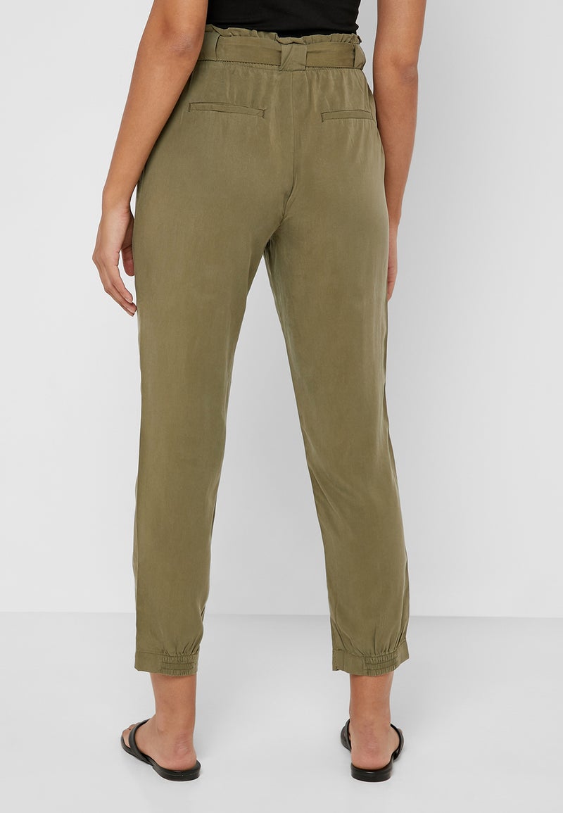 Reserved Tie Waist Crop Pants Green - Image 2