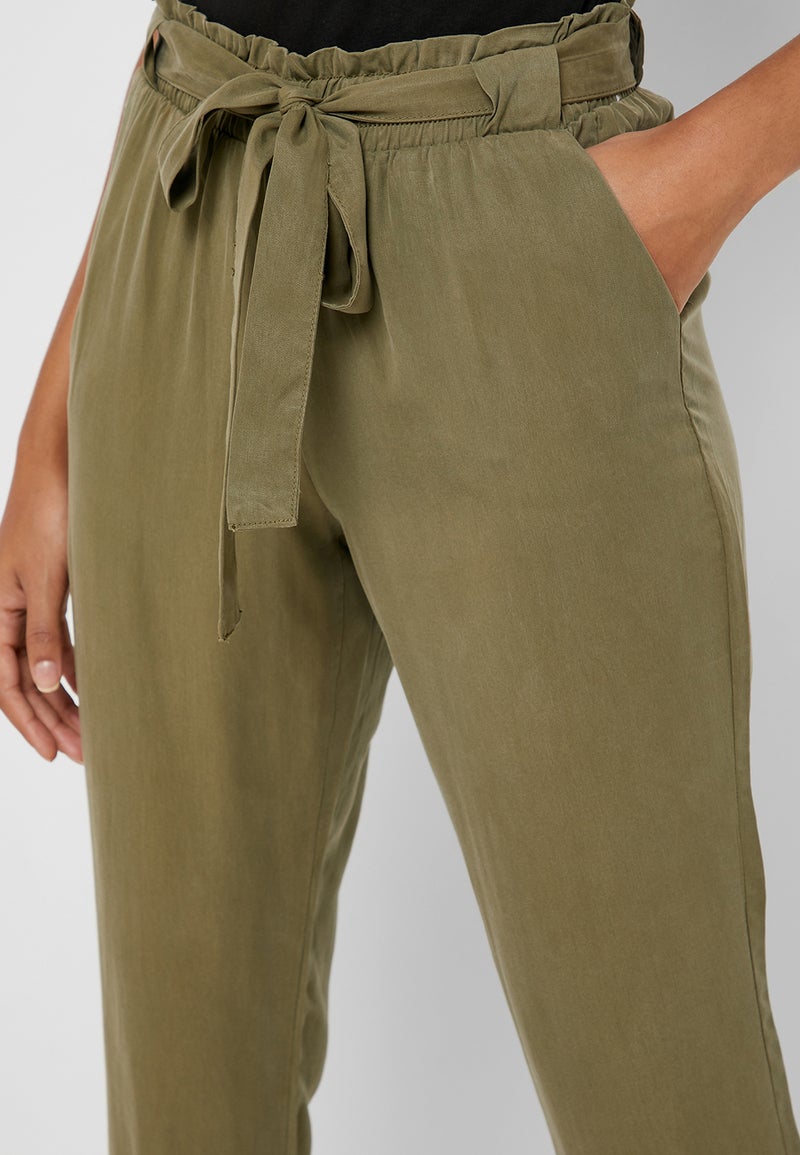 Reserved Tie Waist Crop Pants Green - Image 3