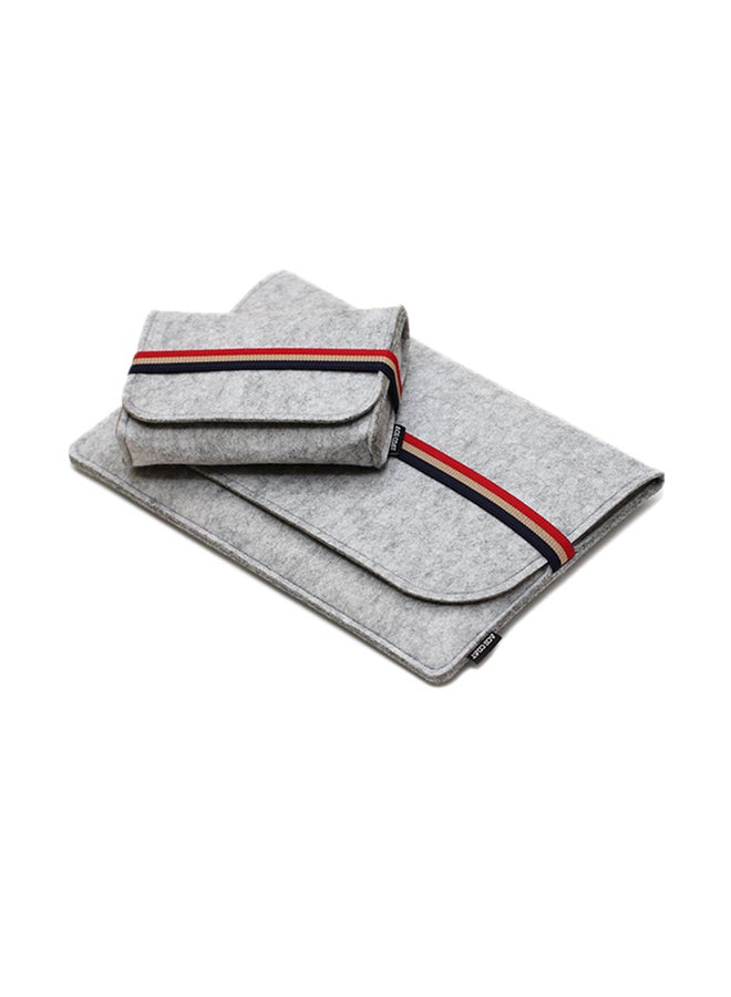 Sleeve Case And Power Pack Bag For Apple Macbook Air Pro Grey  - Image 1
