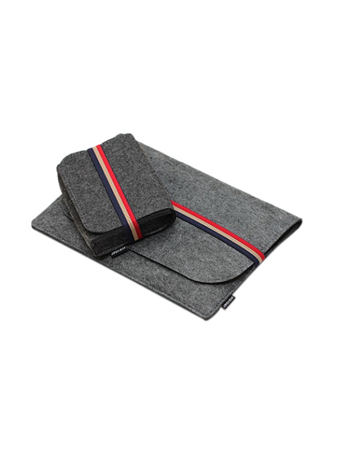 Sleeve Case And Power Pack Bag For Apple Macbook Air Pro Grey  - Image 1
