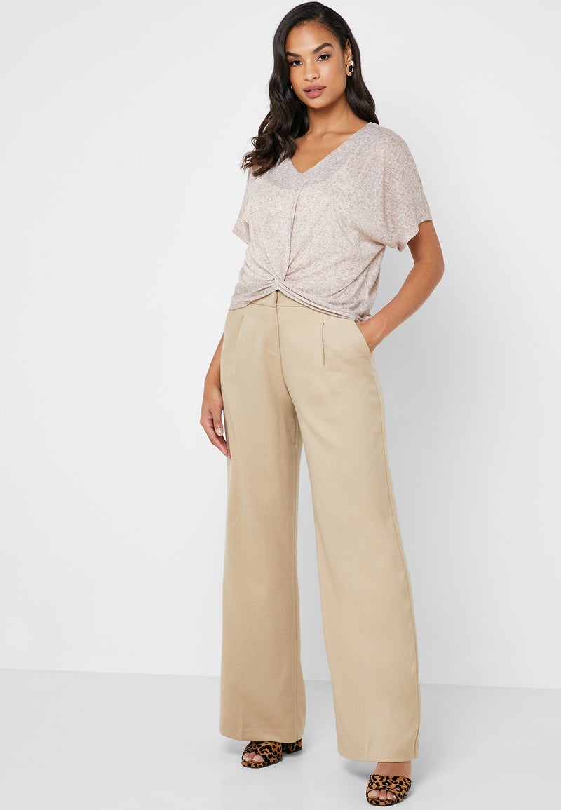 Reserved Front Twisted V-Neck Top Brown - Image 4