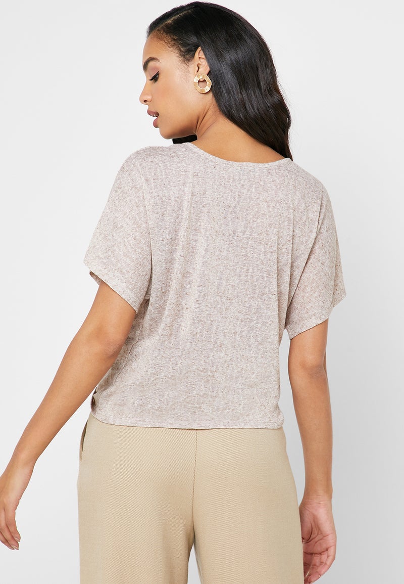 Reserved Front Twisted V-Neck Top Brown - Image 2