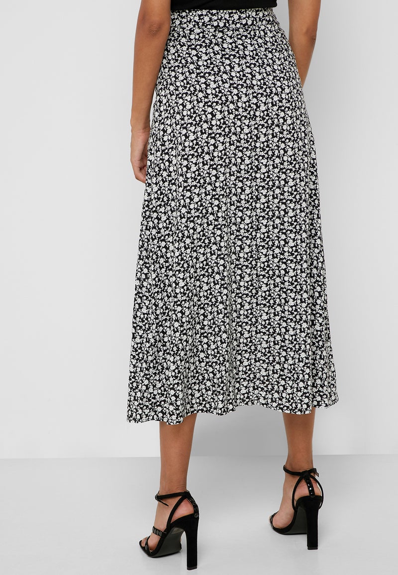 Reserved Front Slit Printed Skirt Multicolour - Image 2