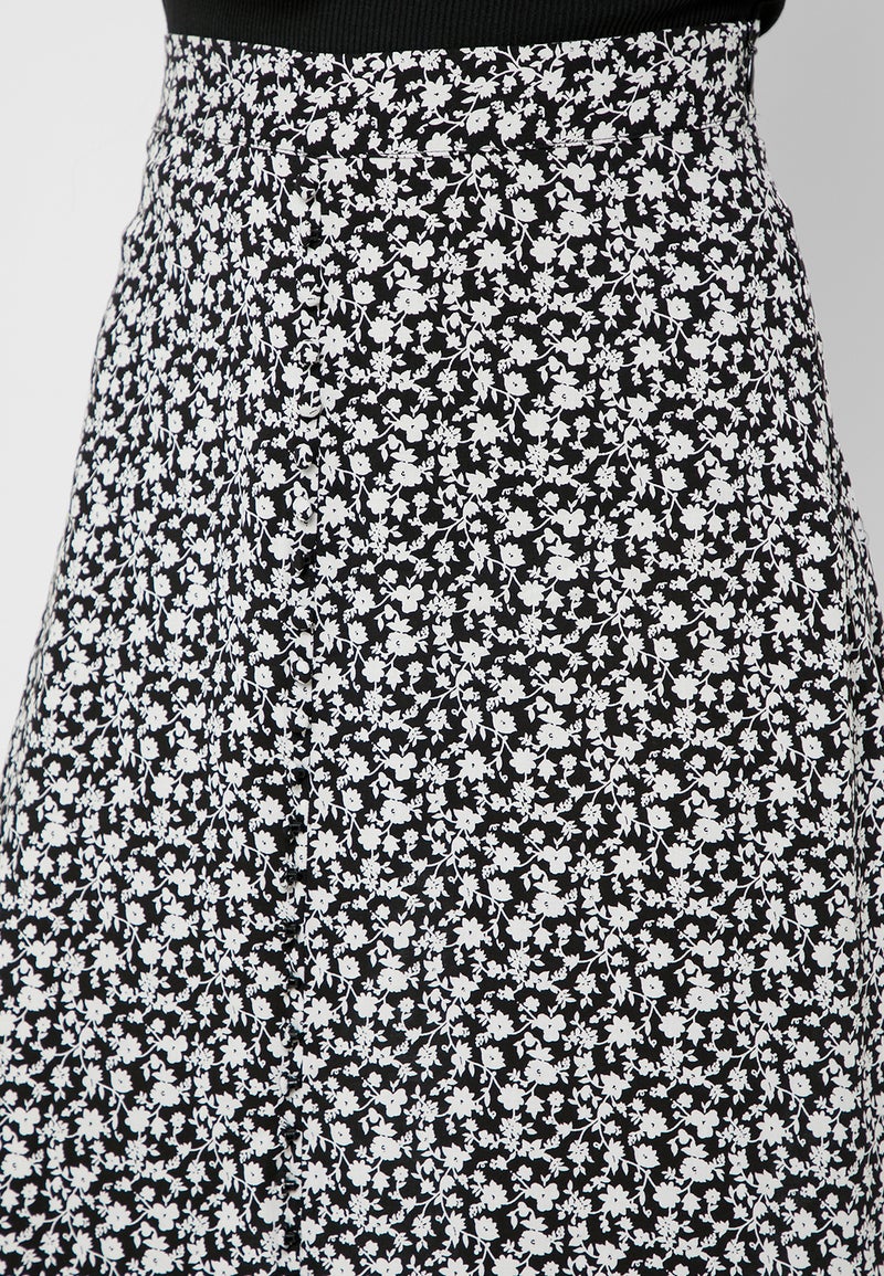 Reserved Front Slit Printed Skirt Multicolour - Image 3