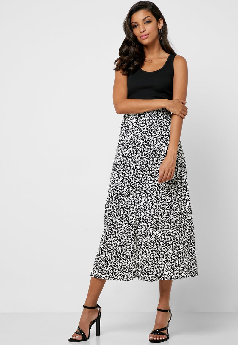 Reserved Front Slit Printed Skirt Multicolour - Image 4