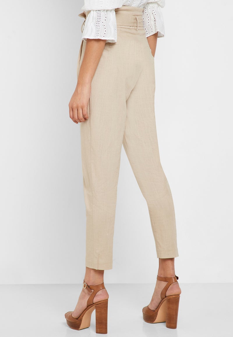 Reserved High Waist Belted Pants Beige - Image 2