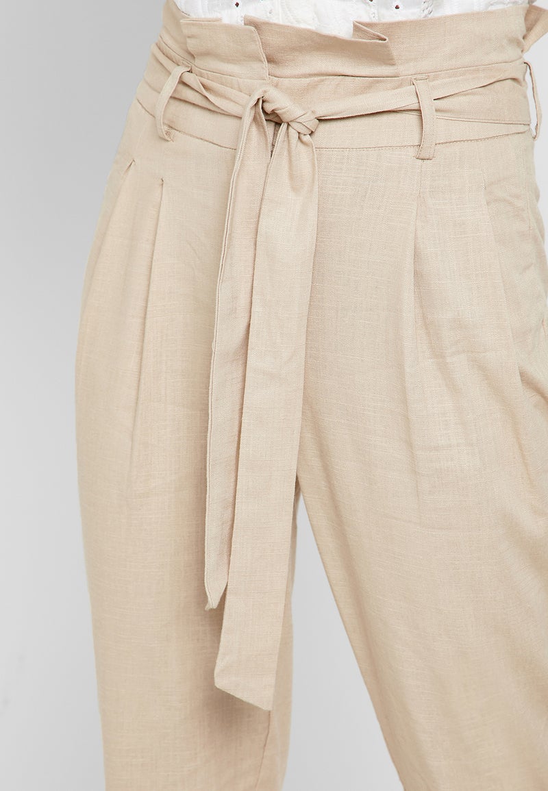 Reserved High Waist Belted Pants Beige - Image 3