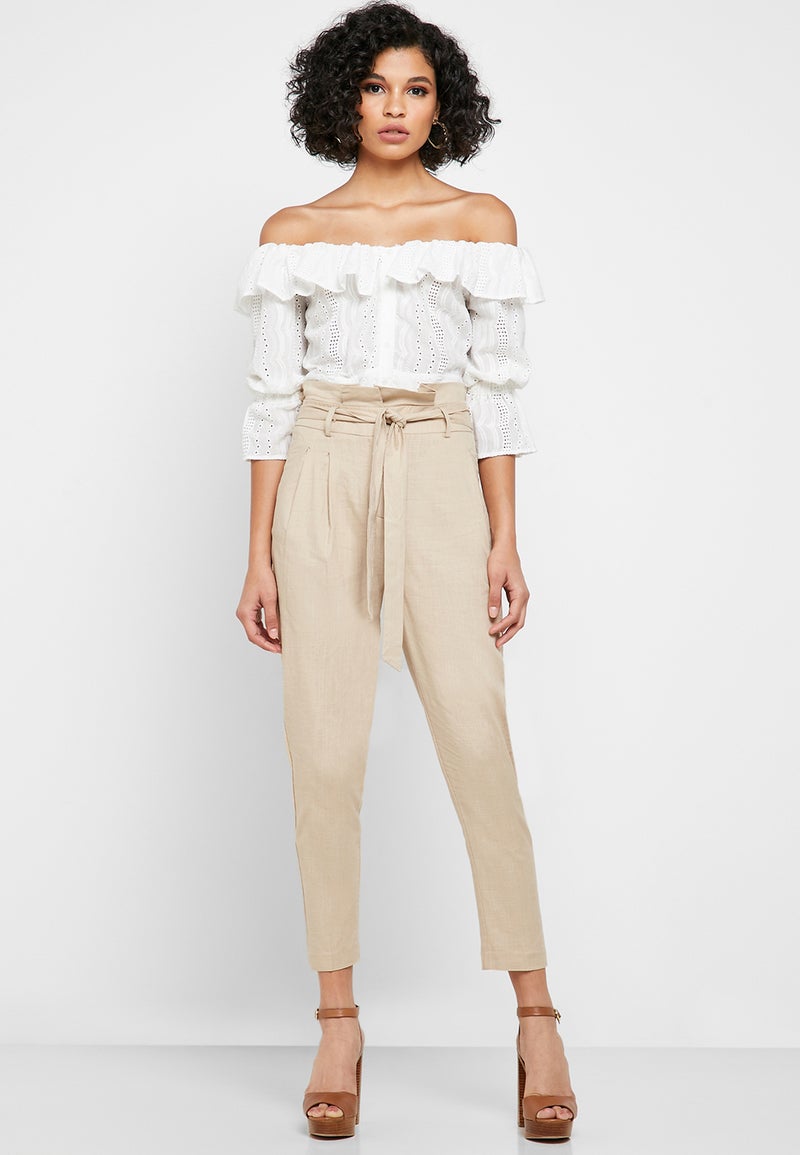 Reserved High Waist Belted Pants Beige - Image 4