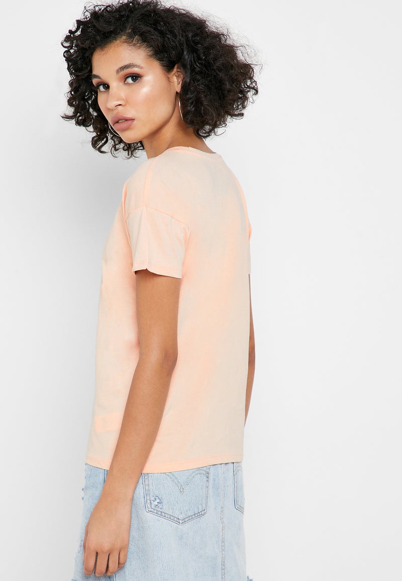 Reserved Round Neck Short Sleeve T-Shirt Pink - Image 2