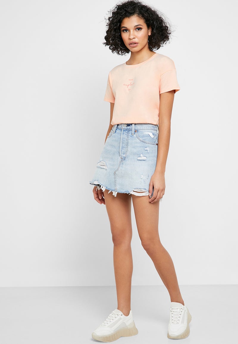 Reserved Round Neck Short Sleeve T-Shirt Pink - Image 4