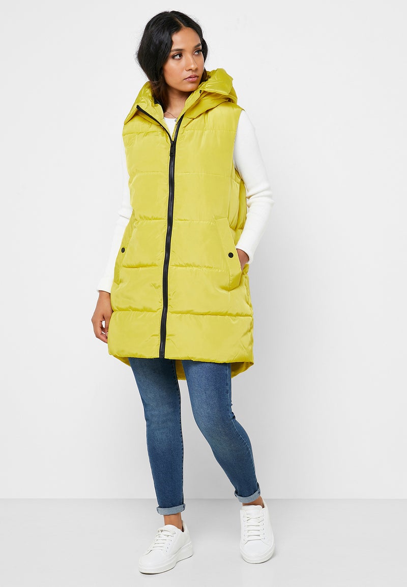Reserved Hooded Sleeveless Quilted Jacket Green - Image 1