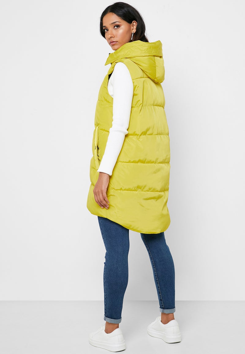 Reserved Hooded Sleeveless Quilted Jacket Green - Image 2