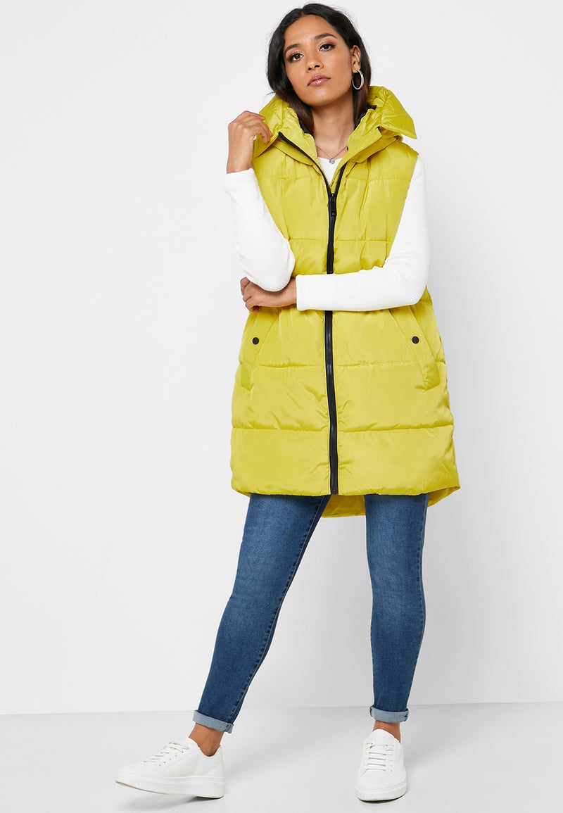 Reserved Hooded Sleeveless Quilted Jacket Green - Image 4