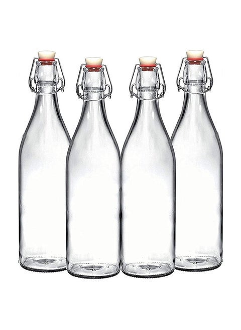 4-Piece Glass Bottle With Stopper Cap Clear 200grams