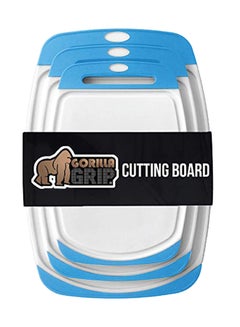 Gorilla Grip 3-Piece Reversible Cutting Board Set Blue/White  - Image 1