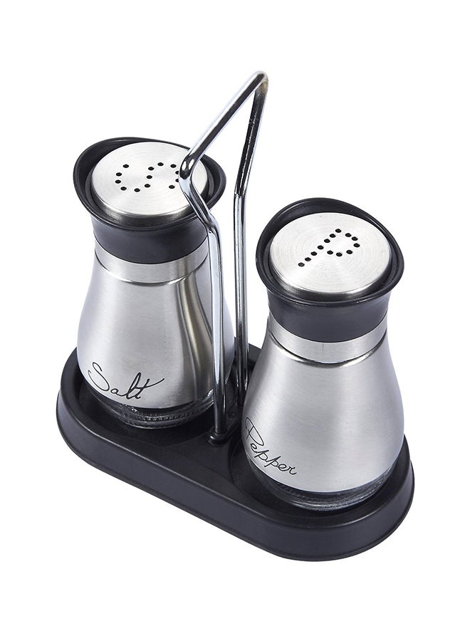 Juvale 2-Piece Salt And Pepper Shakers Set Silver/Black 4 x 6 x 2inch - Image 2