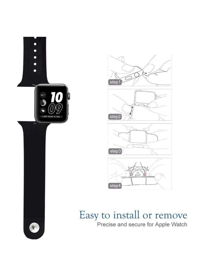 Silicone Strap Band For Apple Watch Series 3/2/1 Wine Red - Image 2