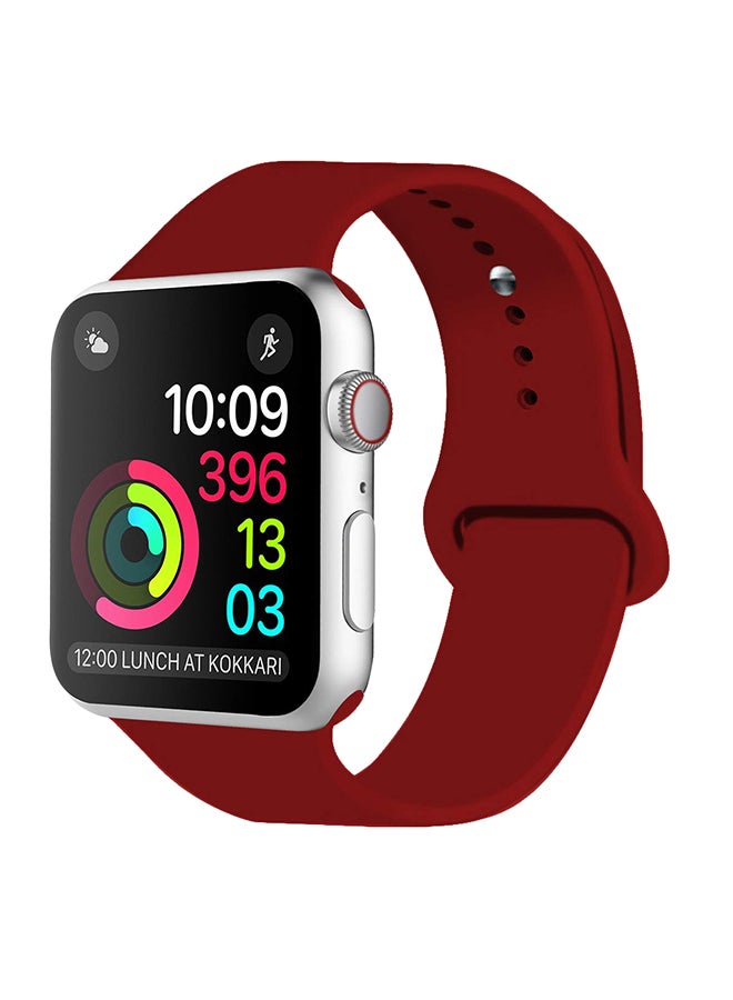 Silicone Strap Band For Apple Watch Series 3/2/1 Wine Red - Image 1