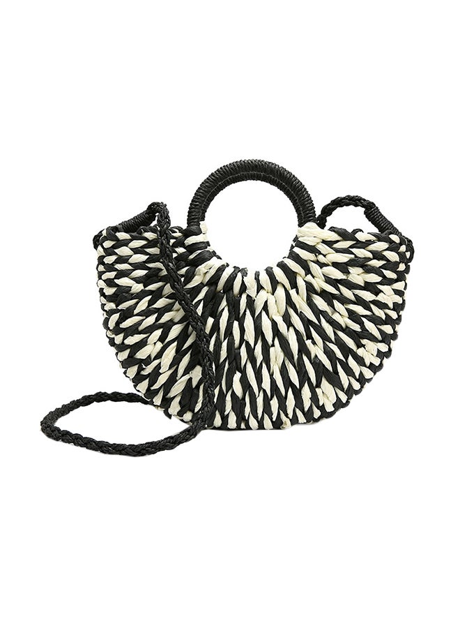 حقيبة كروس بتصميم كلاسيكي أنيق أسود/أبيض