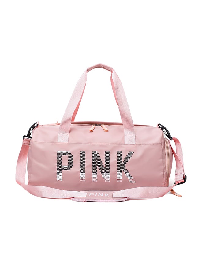 Generic - Large Capacity Letter Printed Sequins Duffel Bag Pink/Silver - Image 1
