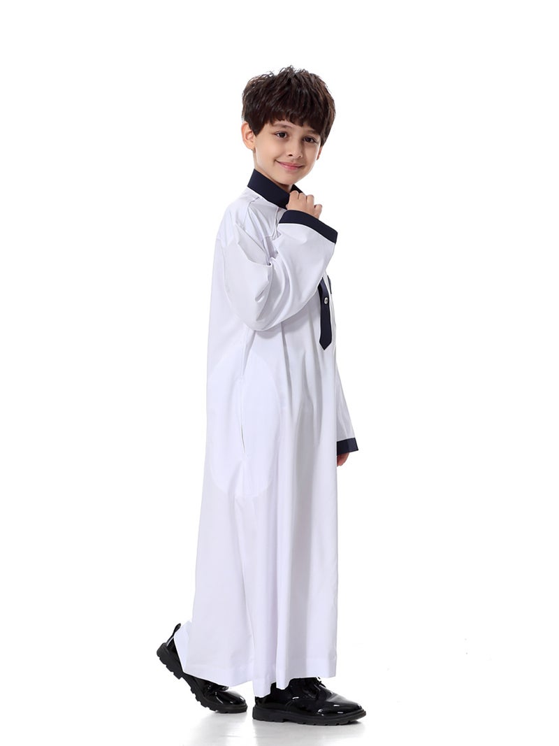 قفطان بلون سادة أبيض  - Image 1