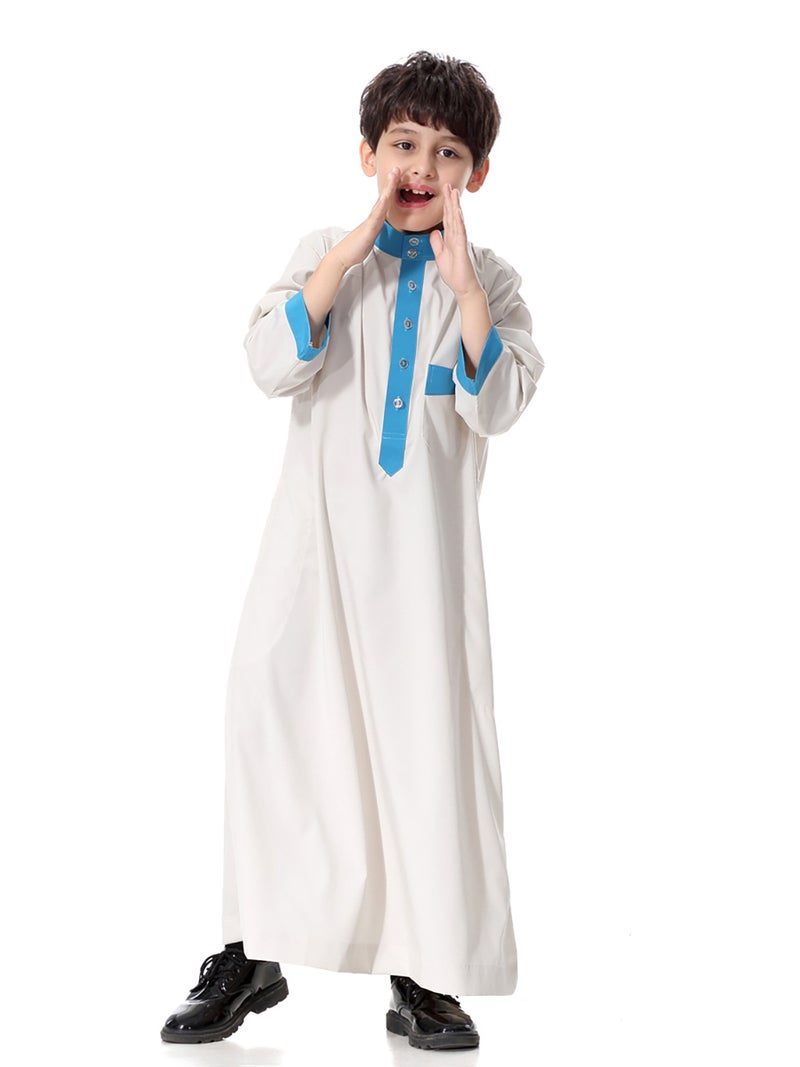 قفطان بلون سادة بيج  - Image 1