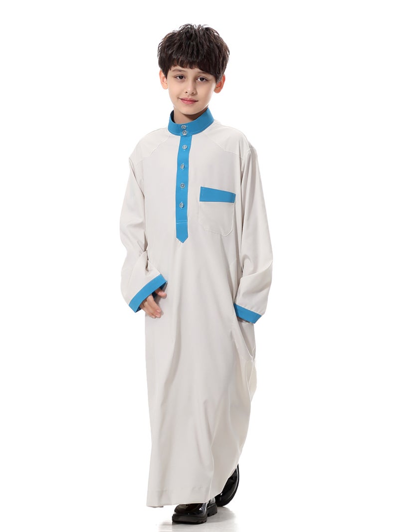قفطان بلون سادة بيج  - Image 4