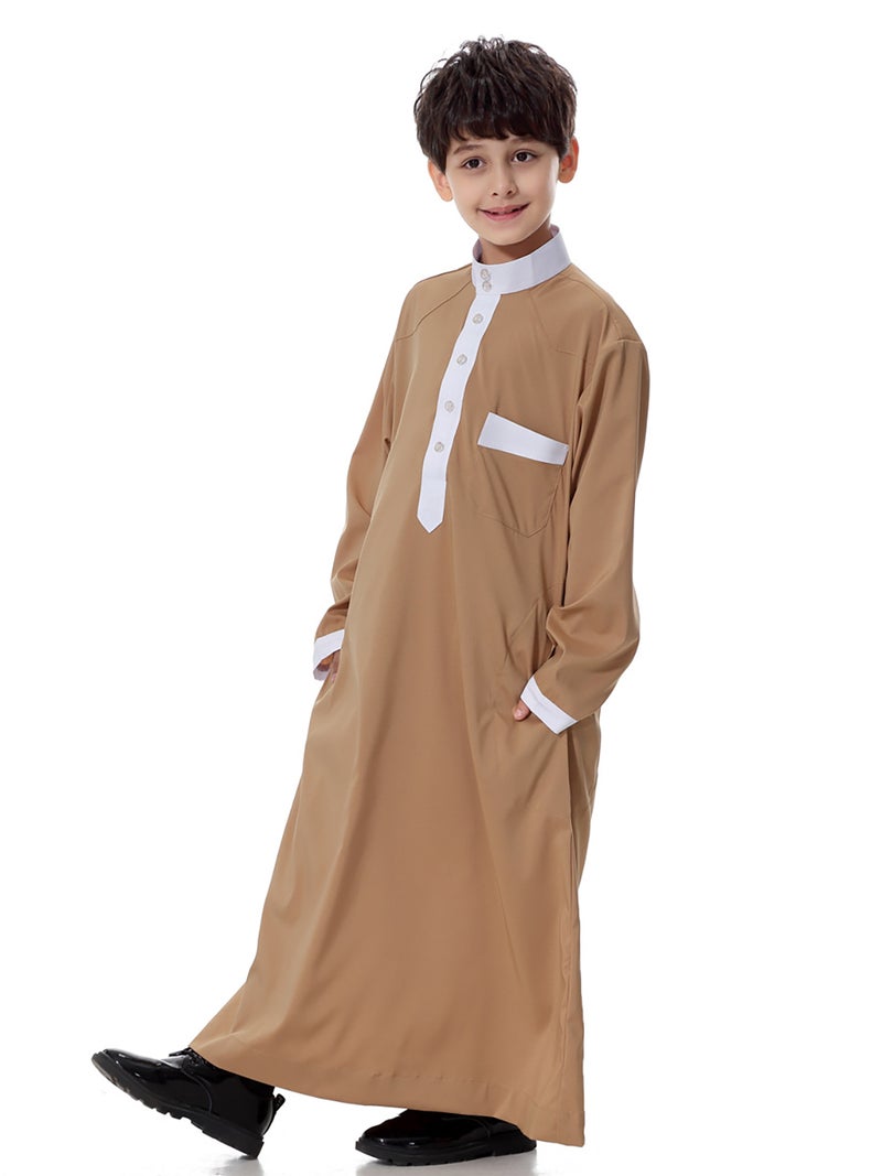قفطان بلون سادة بني  - Image 2